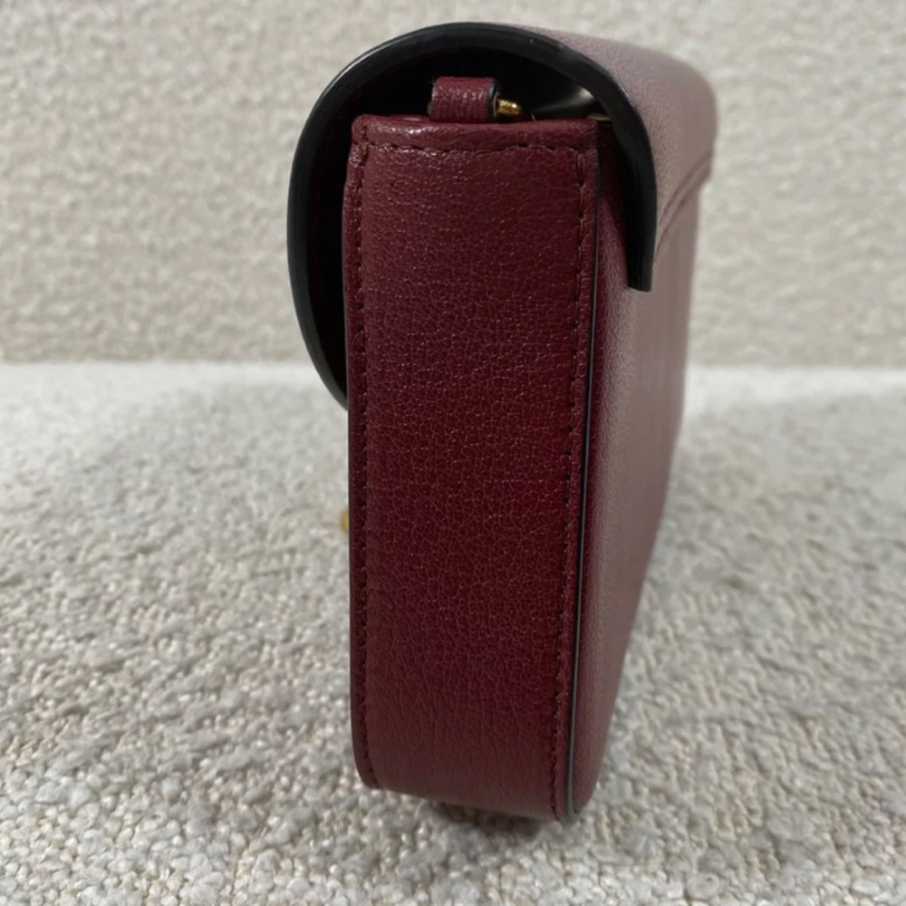 Authentic Pre-Owned Dior Medium Saddle Pouch with Chain Burgundy Goatskin - Picture 3 of 16